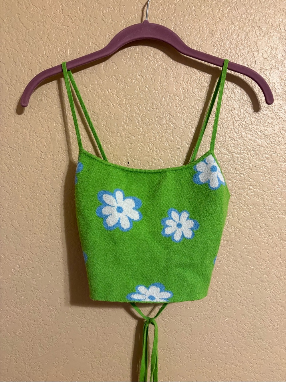 La Hearts Green Floral Tie Tank Top